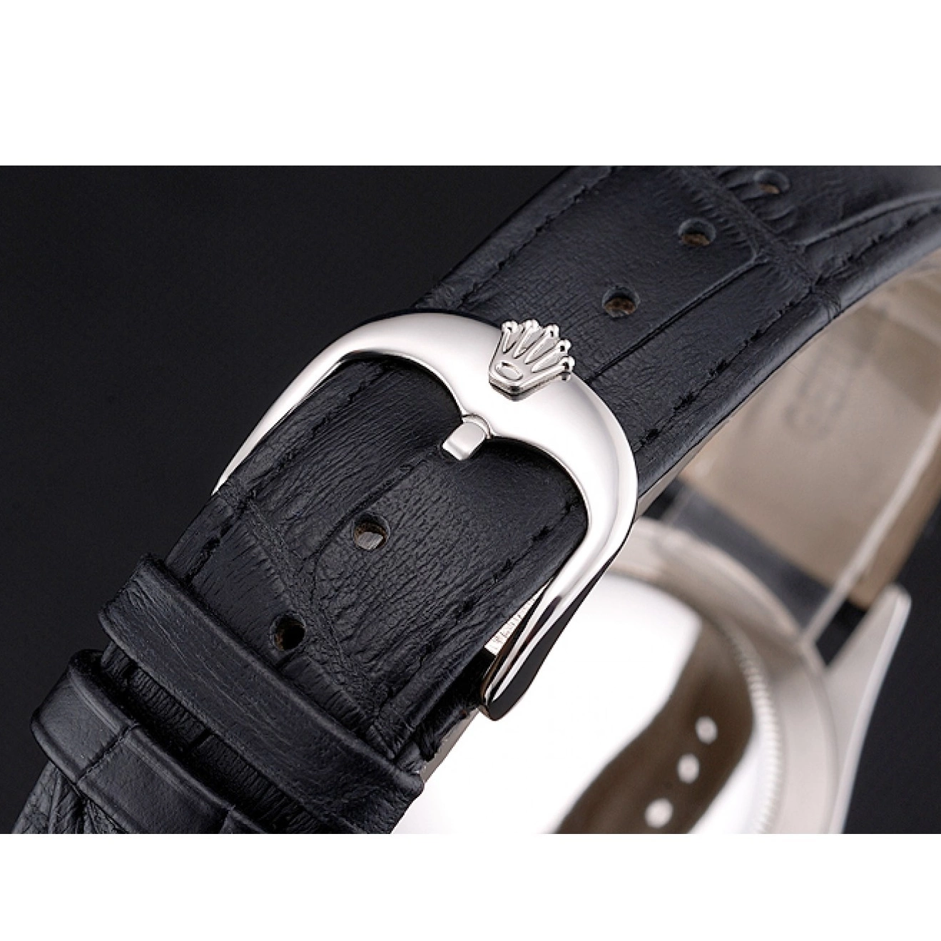 Rolex aaa copy Stainless Rolex Steel Dial Case Bracelet Black Datejust Swiss And 0804